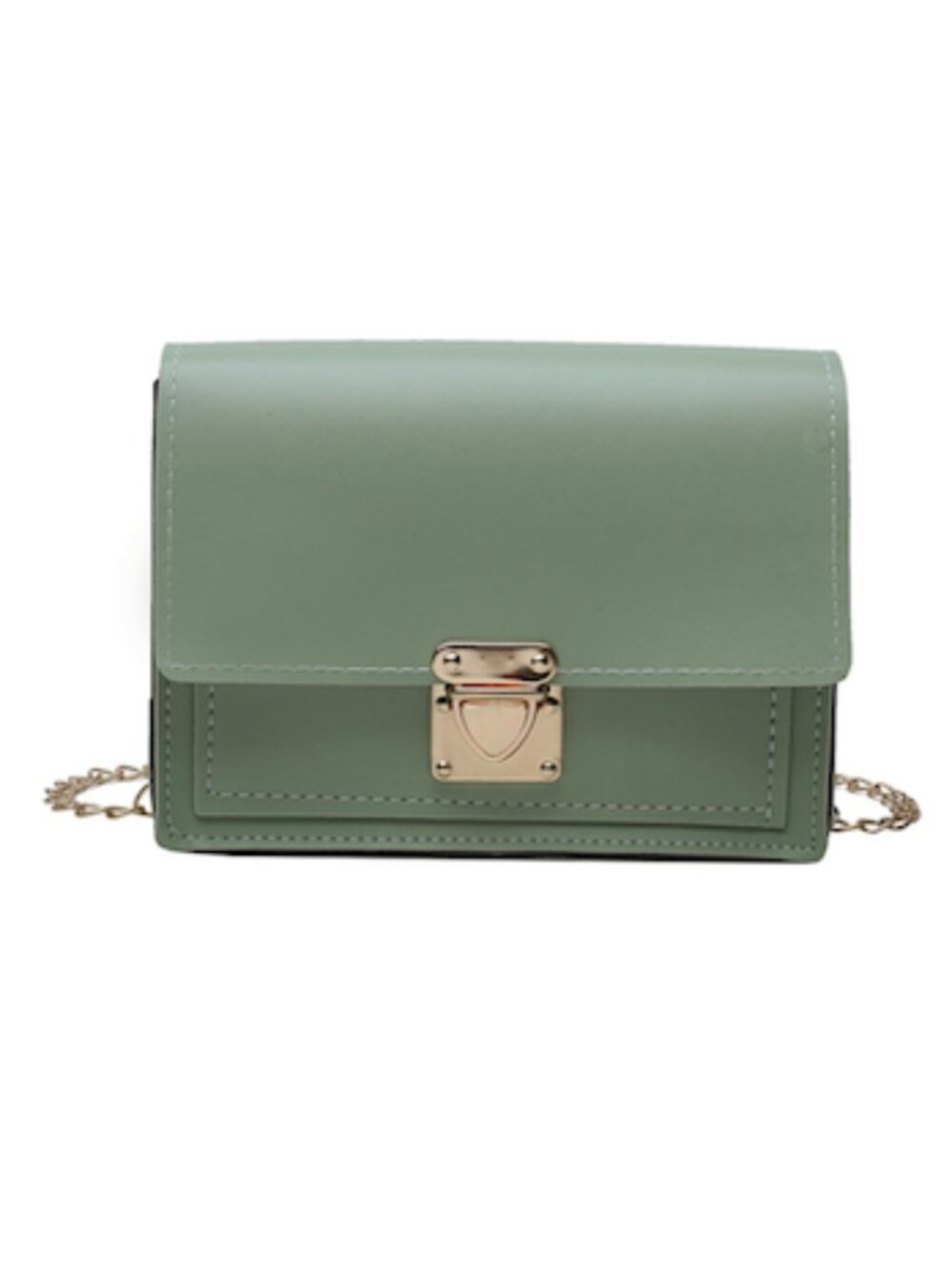 Green‎ Faux Leather Crossbody Bag Small Gold Hardware Shoulder Purse NEW